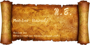 Mehler Bazsó névjegykártya